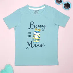 BE AWARA Kids Bossy Like My Massi Printed Cotton Round Neck T-Shirt-picture-47