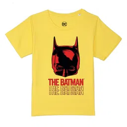 DC by Wear Your Mind Boys Yellow Batman Printed Pure Cotton T-shirt-image-81