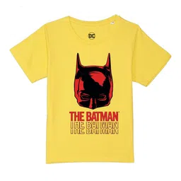 DC by Wear Your Mind Boys Yellow Batman Printed Pure Cotton T-shirt-image-79