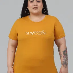 Trend Level Plus Size Typography Printed Pure Cotton T-shirt-65