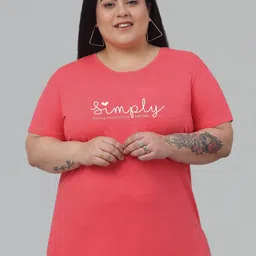 Trend Level Plus Size Round Neck Printed Cotton T-shirt-image-47