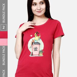 CHOZI Pack of 2 Graphic Printed Cotton T-shirt-picture-14