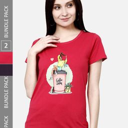 CHOZI Pack Of 2 Graphic Printed Cotton T-shirts-picture-15