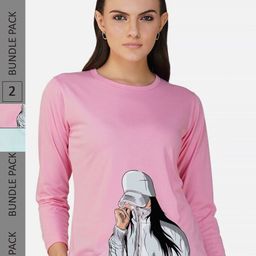 CHOZI Pack of 2 Graphic Printed Regular Fit Cotton T-Shirt-picture-38