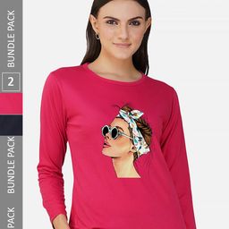CHOZI Pack Of 2 Printed Round Neck Cotton T-shirt-picture-8
