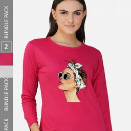 CHOZI Pack Of 2 Graphic Printed Cotton T-shirt-49