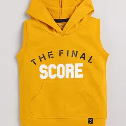 Ginie Boys Typography Printed Hooded Pure Cotton T-shirt-image-34
