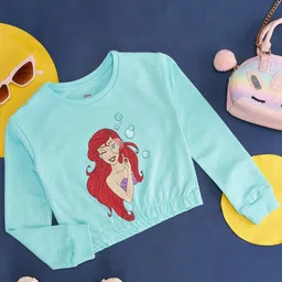 Pantaloons Junior Girls Ariel Printed Round Neck Applique Cotton Crop T-shirt-image-51