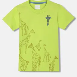 Blue Giraffe Boys Printed Cotton T-shirt-image-109