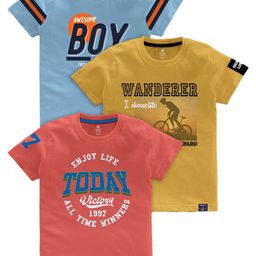 CODEZ Boys Pack Of 3 Printed Cotton T-shirts-47