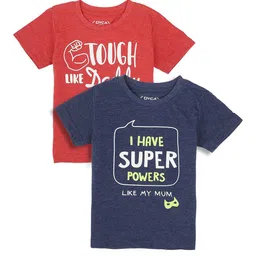 DYCA Boys Pack Of 2 Red & Navy Blue Typography 2 Printed T-shirt-image-24