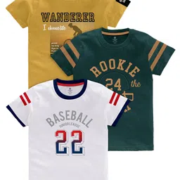 CODEZ Boys Pack Of 3 Graphic Printed Short Sleeves Cotton T-shirts-image-43