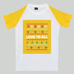 RISH Boys Yellow Typography Printed Cotton T-shirt-image-3