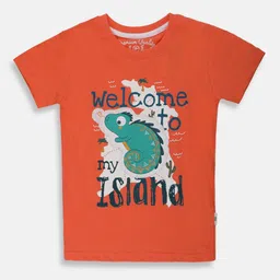 Lil Tomatoes Boys Typography Printed Round Neck Short Sleeves Cotton T-shirt-image-70
