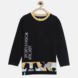 3PIN Kids-Boys Black & Orange Typography Printed T-shirt-image-51