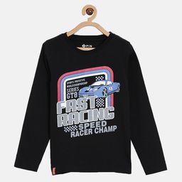 3PIN Boys Black Typography Printed Cotton T-shirt-image-63