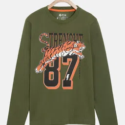 3PIN Boys Green Typography Printed Applique T-shirt-image-77