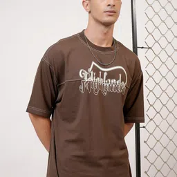 HIGHLANDER Typography Printed Drop-Shoulder Sleeves Oversized T-shirt-image-51