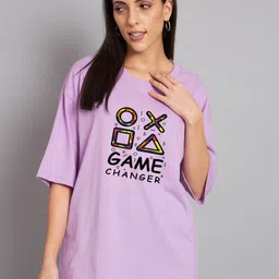 Imsa Moda Typography Printed Oversized Cotton T-shirt-image-10