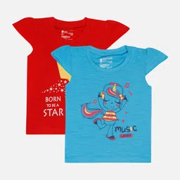 Bodycare Infant Girls Pack of 2 Printed Cotton T-shirts-image-57
