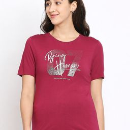 Being Human Women Violet Typography Printed T-shirt-image-76