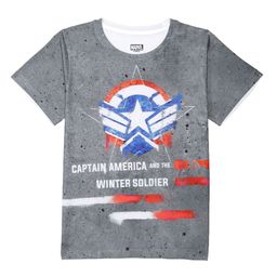 Marvel by Wear Your Mind Boys Grey Captain America Printed T-shirt-picture-26