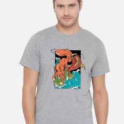 FFLIRTYGO Men Grey Printed Applique T-shirt-image-93