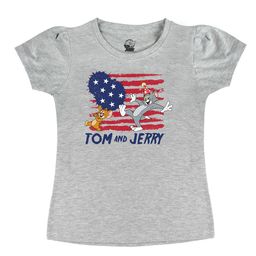Tom & Jerry by Wear Your Mind Girls Grey & Red Printed T-shirt-image-69
