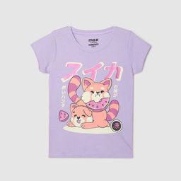 max Girls Graphic Printed Round Neck Cotton Casual T-shirt-image-93