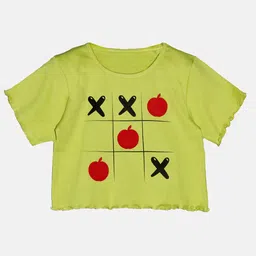 KiddoPanti Girls Graphic Printed Pure Cotton Crop T-shirt-image-18