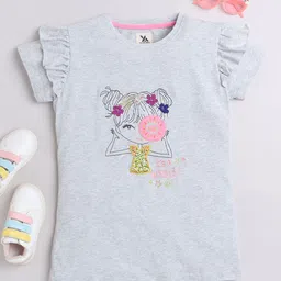 Yellow Apple Girls Graphic Printed Cotton T-shirt-image-77
