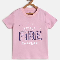 MINI KLUB Boys Pink  Navy Blue Printed Cotton Pure Cotton T-shirt-image-80
