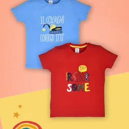 Lux Cozi Boys Pack Of 2 Typography Printed Pure Cotton T-shirts-image-67