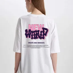 MISCHIEF MONKEY Printed Round Neck Three-Quarter Sleeves Cotton T-shirt-image-58