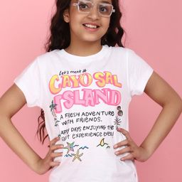 V-Mart Girls Typography Printed Cotton T-shirt-picture-32