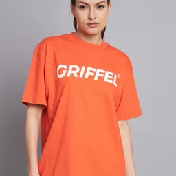 GRIFFEL Typography Printed Drop Shoulder Sleeves Cotton Oversized T-shirt-image-69