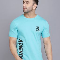 SLOWLORIS Typography Printed Round Neck Bio-Wash Cotton T-shirt-image-98