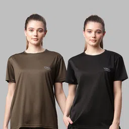 VIMAL JONNEY Women Pack of 2 Solid Sports T-shirt-55