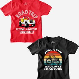 HARCONY Boys Pack Of 2 Typography Printed Pure Cotton T-shirt-image-75
