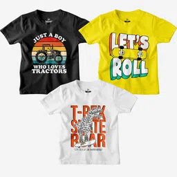 HARCONY Boys Pack Of 3 Graphic Printed Pure Cotton T-shirt-image-79