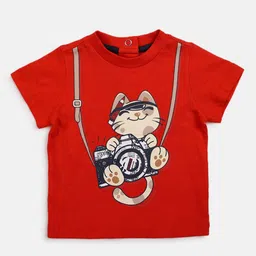 Chicco Boys Red Printed Pure Cotton Applique T-shirt-picture-22