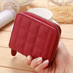 Alexvyan Women Quilted RFID Bi-Fold Checked Zip Around Wallet-image-68