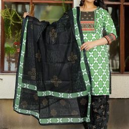 Jevi Prints Ethnic Motifs Printed Regular Pure Cotton Kurta with Patiala & With Dupatta-image-19