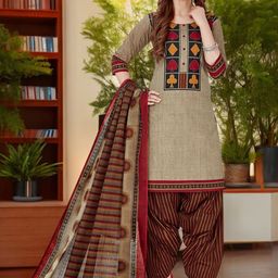 Jevi Prints Ethnic Motifs Printed Regular Pure Cotton Kurta with Patiala & With Dupatta-picture-15