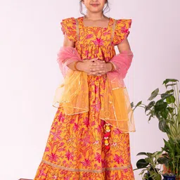 VASTRAMAY Girls Printed Ready to Wear Lehenga & Blouse With Dupatta-picture-41