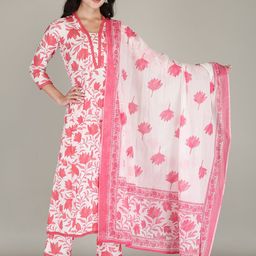 PARTHVI Floral Printed Regular Phulkari Kurta with Trousers & Dupatta-picture-20