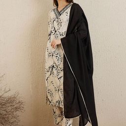 Indo Era Printed Regular Mirror Work Pure Cotton Kurta with Trousers & Dupatta-picture-7