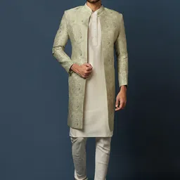 KISAH Self-Design Cotton Sherwani Set-picture-45
