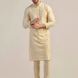 KISAH Embroidered Straight Mirror Work Kurta with Churidar-image-18