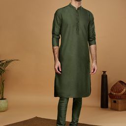 KISAH Mandarin Collar Straight  Kurta with Churidar-48